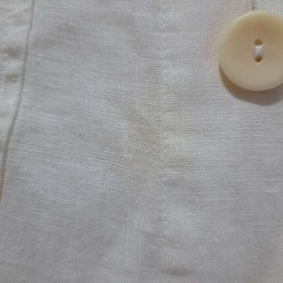 Flax Linen Azalea Carper Lightweight Jacket Minimalist Button Down Cream Large - Picture 7 of 16